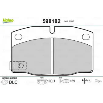 Jeu de 4 plaquettes de frein avant VALEO 598182
