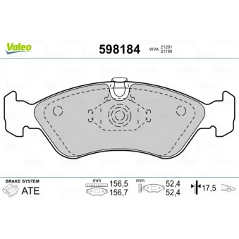 Jeu de 4 plaquettes de frein avant VALEO 598184