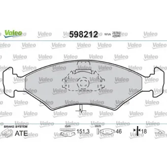 Jeu de 4 plaquettes de frein avant VALEO 598212