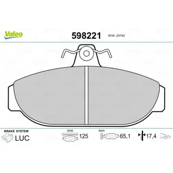 Jeu de 4 plaquettes de frein avant VALEO 598221