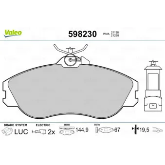 Jeu de 4 plaquettes de frein avant VALEO 598230