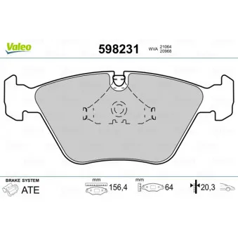 Jeu de 4 plaquettes de frein avant VALEO 598231