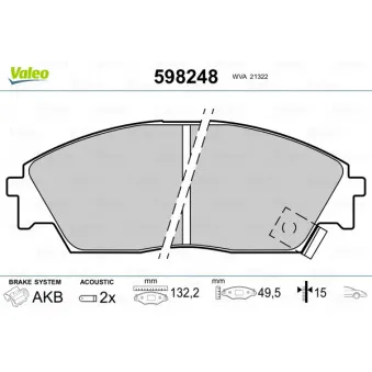 Jeu de 4 plaquettes de frein avant VALEO 598248