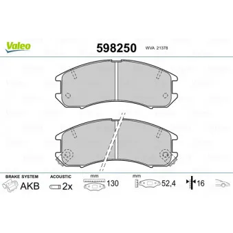 Jeu de 4 plaquettes de frein avant VALEO 598250