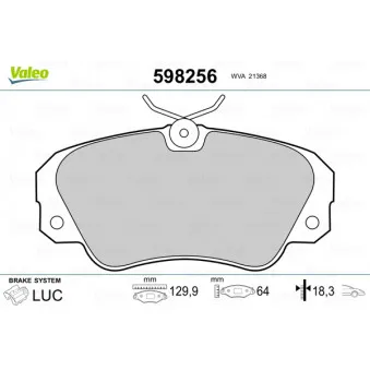 Jeu de 4 plaquettes de frein avant VALEO 598256