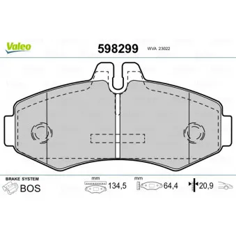 Jeu de 4 plaquettes de frein avant VALEO 598299