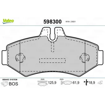 Jeu de 4 plaquettes de frein arrière VALEO 598300
