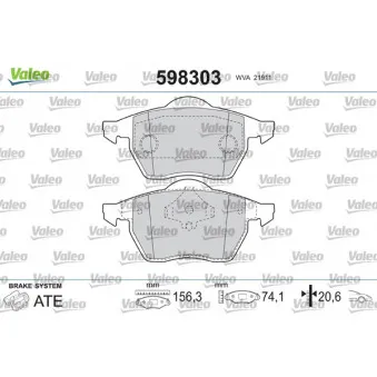 Jeu de 4 plaquettes de frein avant VALEO 598303