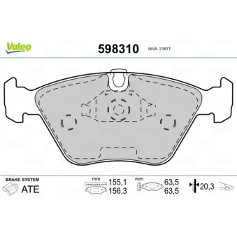 Jeu de 4 plaquettes de frein avant VALEO 598310