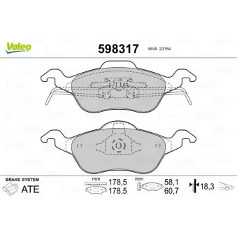 Jeu de 4 plaquettes de frein avant VALEO 598317