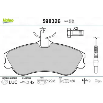 Jeu de 4 plaquettes de frein avant VALEO 598326