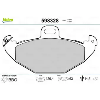 Jeu de 4 plaquettes de frein arrière VALEO 598328