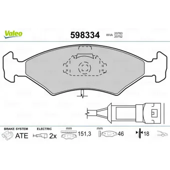 Jeu de 4 plaquettes de frein avant VALEO 598334