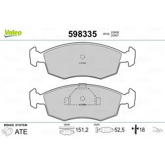 Jeu de 4 plaquettes de frein avant VALEO 598335