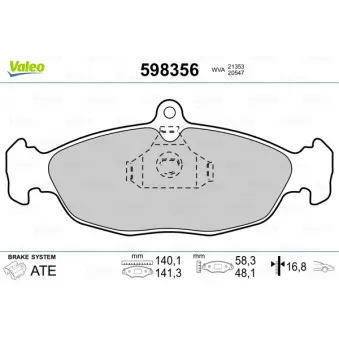 Jeu de 4 plaquettes de frein avant VALEO 598356