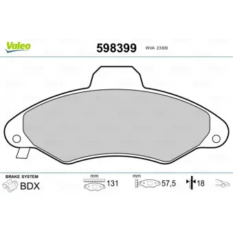 Jeu de 4 plaquettes de frein avant VALEO 598399