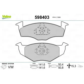 Jeu de 4 plaquettes de frein avant VALEO 598403