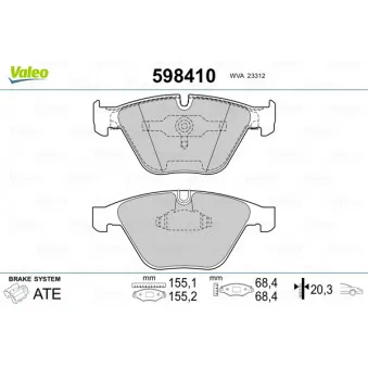 Jeu de 4 plaquettes de frein avant VALEO 598410