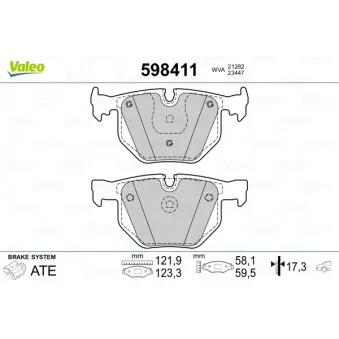 Jeu de 4 plaquettes de frein arrière VALEO 598411