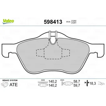 Jeu de 4 plaquettes de frein avant VALEO 598413