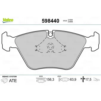 Jeu de 4 plaquettes de frein avant VALEO 598440