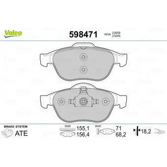 Jeu de 4 plaquettes de frein avant VALEO 598471