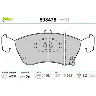 Jeu de 4 plaquettes de frein avant VALEO 598478