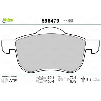 Jeu de 4 plaquettes de frein avant VALEO 598479