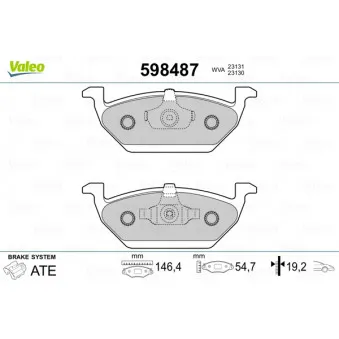 Jeu de 4 plaquettes de frein avant VALEO 598487