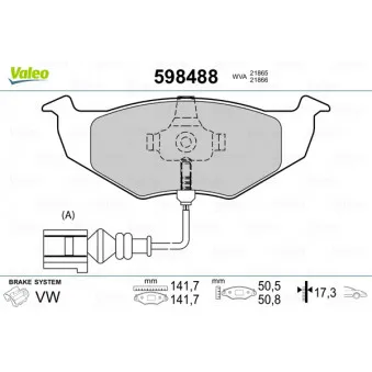 Jeu de 4 plaquettes de frein avant VALEO 598488
