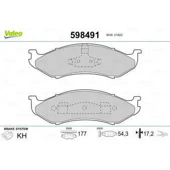 Jeu de 4 plaquettes de frein avant VALEO 598491