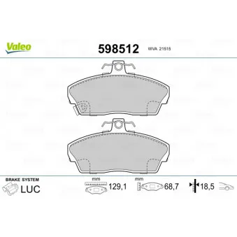 Jeu de 4 plaquettes de frein avant VALEO 598512