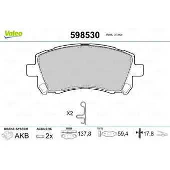 Jeu de 4 plaquettes de frein avant VALEO 598530