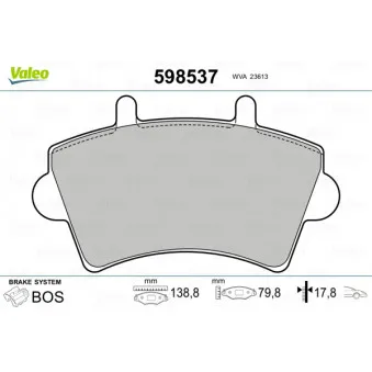 Jeu de 4 plaquettes de frein avant VALEO 598537