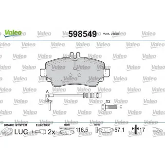 Jeu de 4 plaquettes de frein avant VALEO 598549