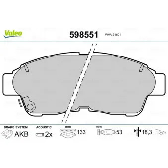 Jeu de 4 plaquettes de frein avant VALEO 598551