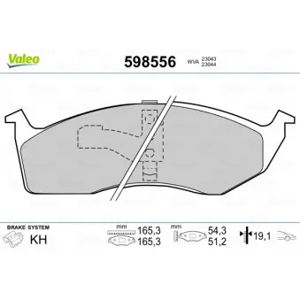 Jeu de 4 plaquettes de frein avant VALEO 598556
