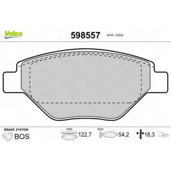 Jeu de 4 plaquettes de frein avant VALEO 598557