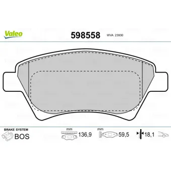 Jeu de 4 plaquettes de frein avant VALEO 598558
