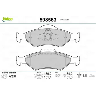 Jeu de 4 plaquettes de frein avant VALEO 598563
