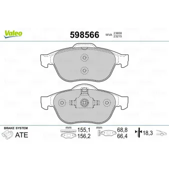 Jeu de 4 plaquettes de frein avant VALEO 598566