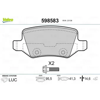 Jeu de 4 plaquettes de frein arrière VALEO 598583