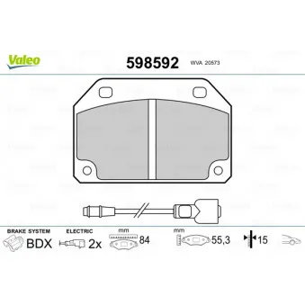 Jeu de 4 plaquettes de frein avant VALEO 598592