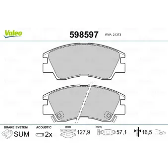 Jeu de 4 plaquettes de frein avant VALEO 598597