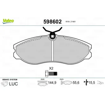 Jeu de 4 plaquettes de frein avant VALEO 598602