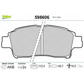 Jeu de 4 plaquettes de frein avant VALEO 598606