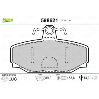 Jeu de 4 plaquettes de frein arrière VALEO 598621
