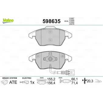 Jeu de 4 plaquettes de frein avant VALEO 598635