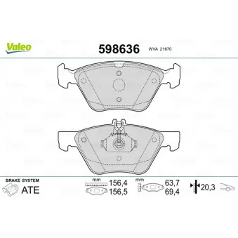 Jeu de 4 plaquettes de frein avant VALEO 598636