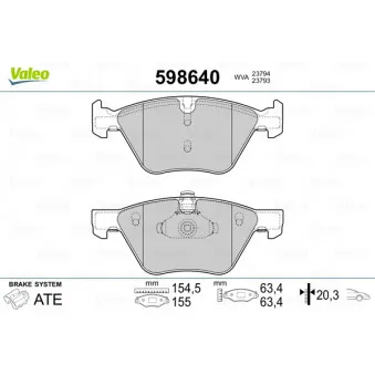 Jeu de 4 plaquettes de frein avant VALEO 598640